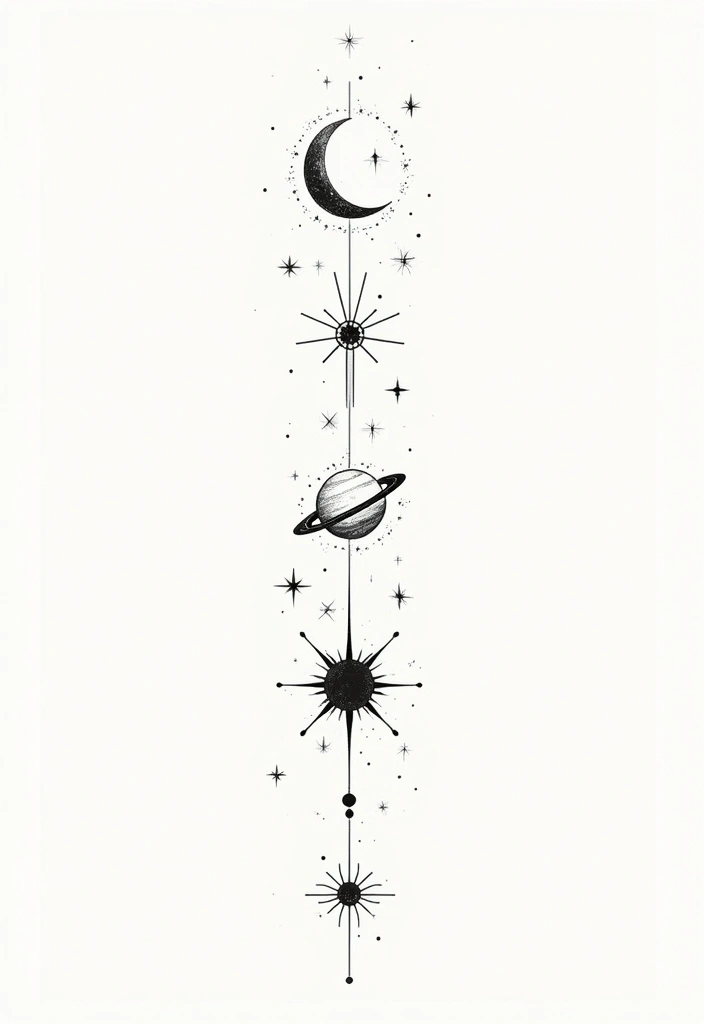 50 Line Art Custom Tattoos for Minimalist and Creative Designs 7 50 Line Art Custom Tattoos for Minimalist and Creative Designs - 7. Celestial Bodies
