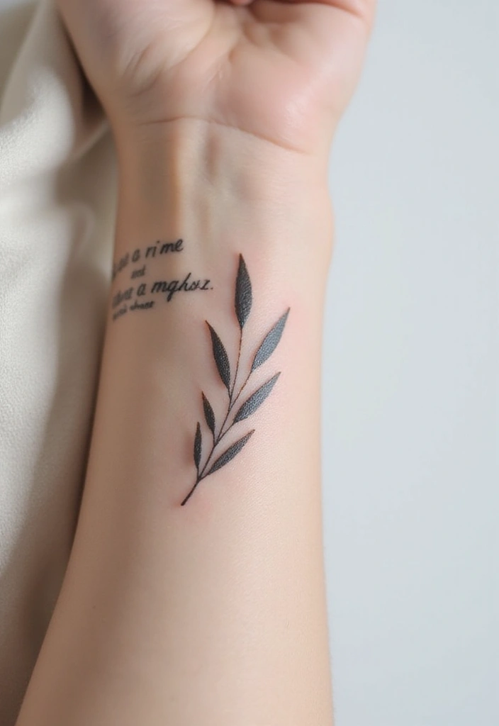 30 Olive Branch Tattoo Meaning and Design Inspirations - 7. Olive Branch with Quote
