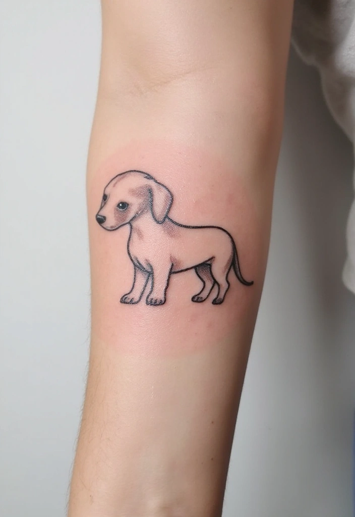 50 Small Wiener Dog Tattoos with Cute and Minimalist Designs - 7. Long and Lovely