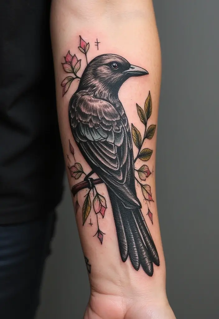 50 Sparrow Tattoos with Symbolism and Artistic Styles - 7. Bold Ink Sparrow Tattoo