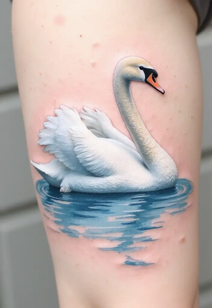 30 Water Tattoo Designs with Flowing Creativity 7 30 Water Tattoo Designs with Flowing Creativity - 7. Elegant Swans