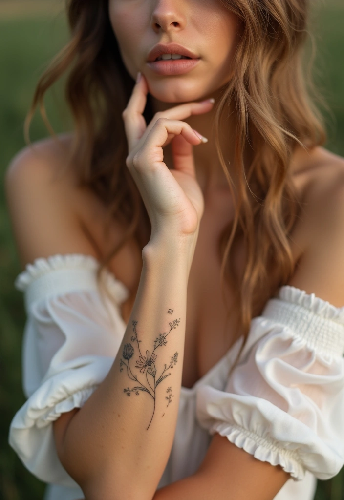 30 Wrist Tattoo Ideas for Women That Are Subtle and Stunning 7 30 Wrist Tattoo Ideas for Women That Are Subtle and Stunning - 7. Subtle Wildflowers