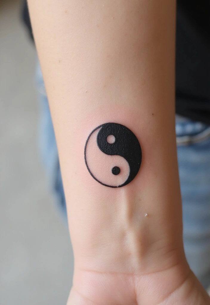 50 Yin Yang Tattoo Ideas with Balance and Harmony Symbolism - 7. Minimalist Yin Yang