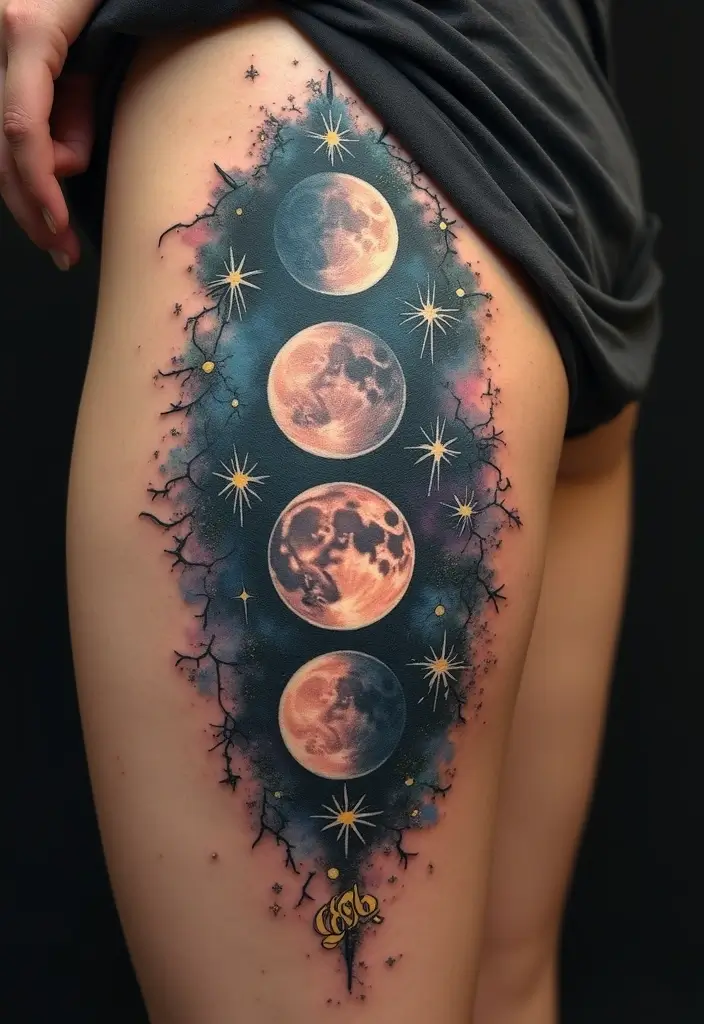 30 Unique 666 Tattoo Designs and Their Dark Meanings 8 30 Unique 666 Tattoo Designs and Their Dark Meanings - 8. The Moon and 666 Tattoo