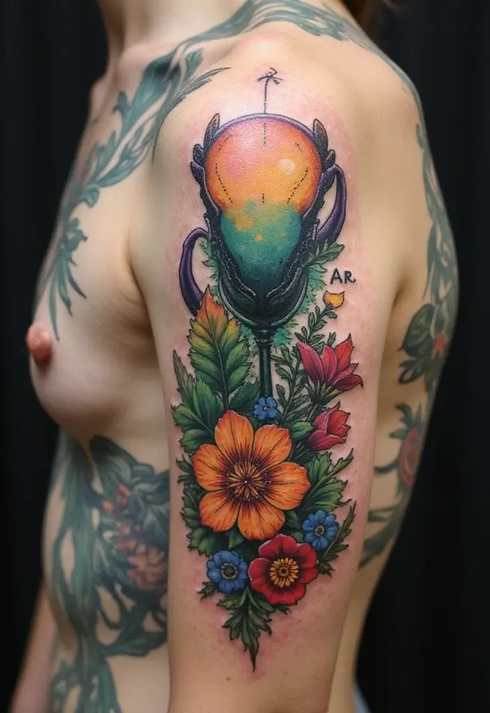 30 Biomech Tattoo Ideas with Futuristic and Bold Designs - 8. Alien Flora