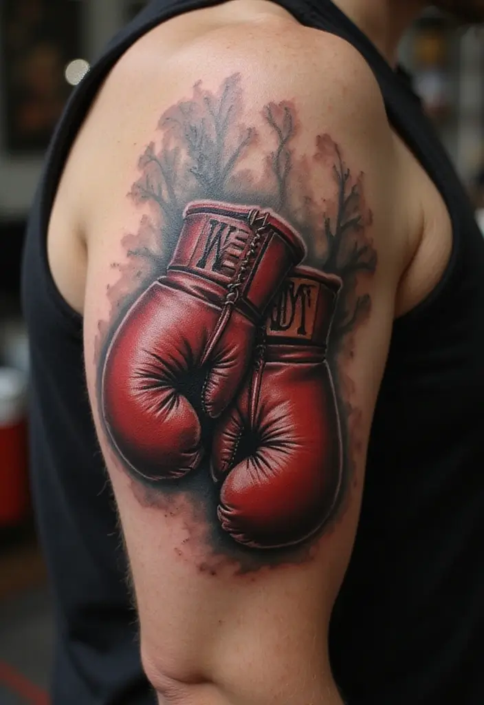 50 Boxing Gloves Tattoo Designs That Embody Strength and Courage! 8 50 Boxing Gloves Tattoo Designs That Embody Strength and Courage! - 8. Realistic Boxing Gloves