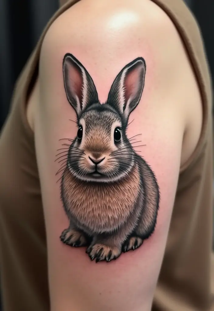 50 Bunny Tattoo Meaning Inspirations for Cute and Creative Designs - 8. Cute Bunny Portraits