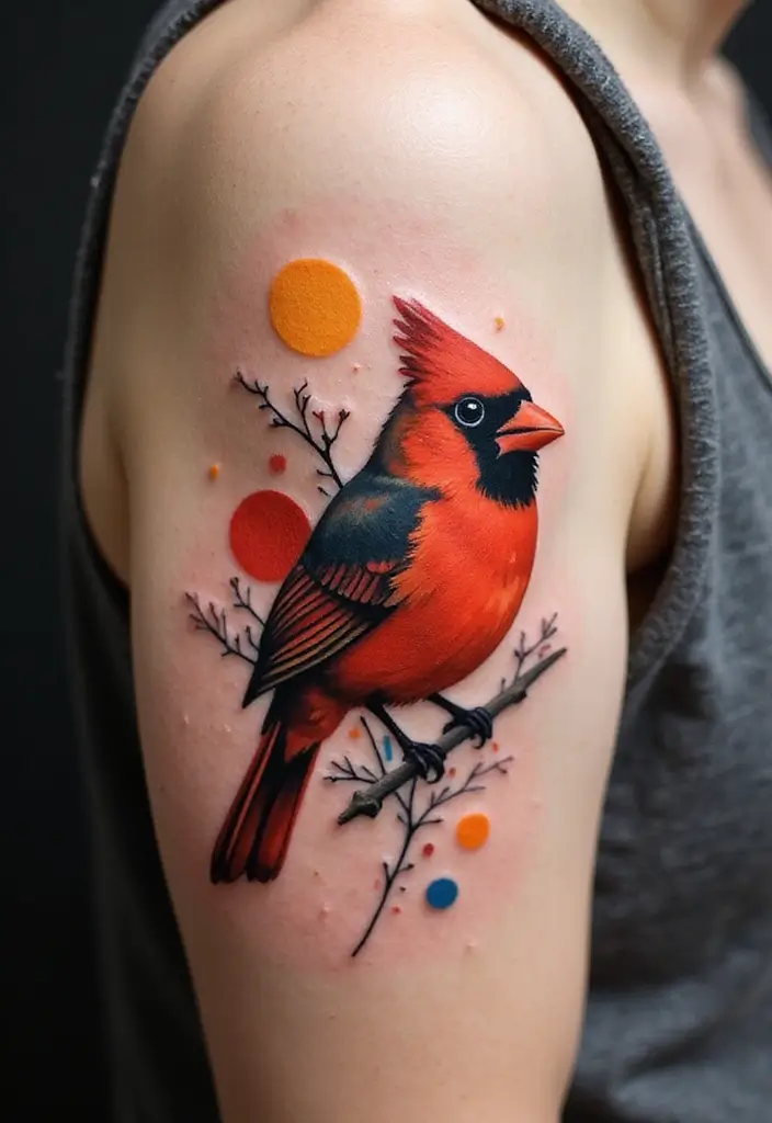 50 Cardinal Tattoo Ideas with Symbolism and Beautiful Designs - 8. Abstract Cardinal