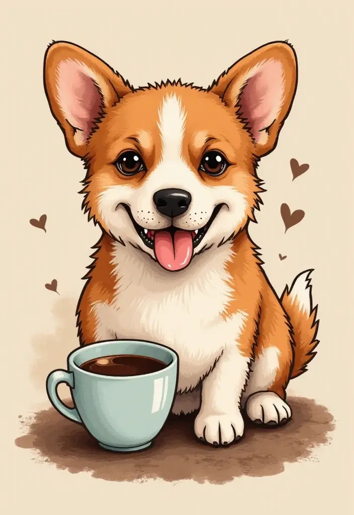 50 Creative Corgi Tattoo Ideas for Dog Lovers 8 50 Creative Corgi Tattoo Ideas for Dog Lovers - 8. Corgi and Coffee