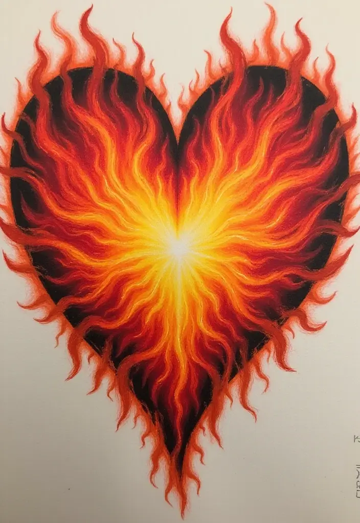 30 Fire Tattoos with Bold and Striking Designs 8 30 Fire Tattoos with Bold and Striking Designs - 8. Flame Heart: Love on Fire