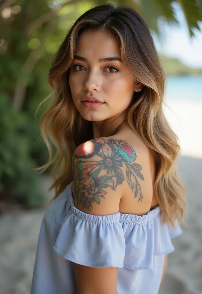 50 Front Shoulder Tattoos for Females That Are Stylish and Bold 8 50 Front Shoulder Tattoos for Females That Are Stylish and Bold - 8. Abstract Art