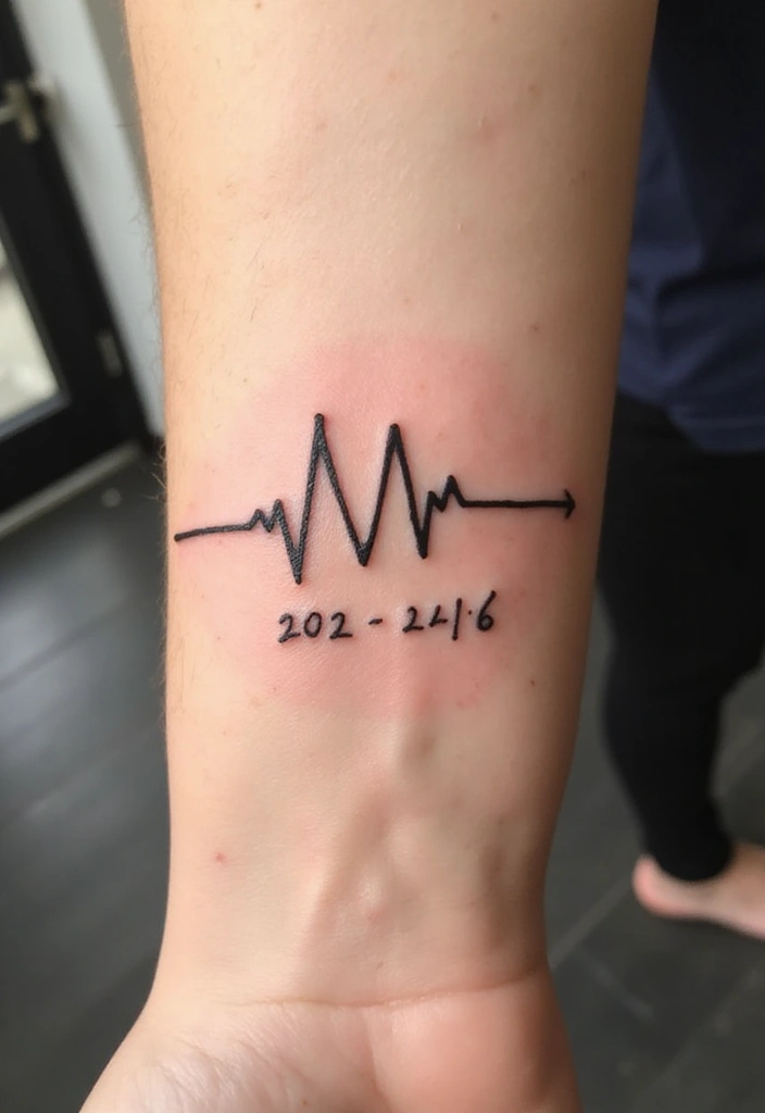 30 Heart Beat Tattoo Designs with Special Meaning 8 30 Heart Beat Tattoo Designs with Special Meaning - 8. Heartbeat with a Date