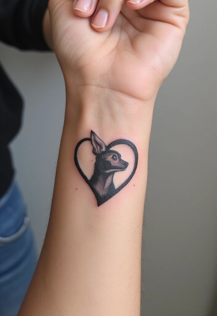 30 Loyalty Over Love Tattoos and Their Symbolism - 8. Animal Silhouette with Heart