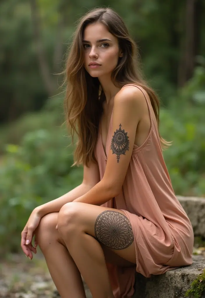 50 Mandala Knee Tattoos for Women with Elegant Patterns - 8. Sacred Geometry