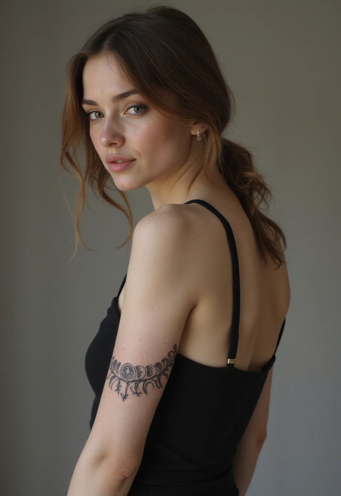 30 Moon Phase Tattoo Ideas with Symbolism and Elegant Designs 8 30 Moon Phase Tattoo Ideas with Symbolism and Elegant Designs - 8. Moon Phases Armband