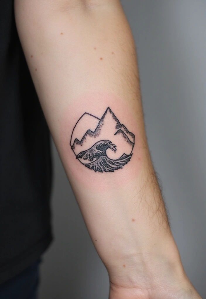 50 Mountain Tattoo Ideas with Powerful and Minimalist Designs 8 50 Mountain Tattoo Ideas with Powerful and Minimalist Designs - 8. Minimalist Mountain Waves