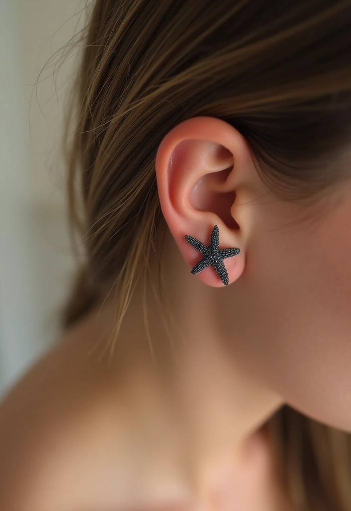 30 Simple Starfish Tattoo Ideas with Minimalist Symbolism 8 30 Simple Starfish Tattoo Ideas with Minimalist Symbolism - 8. Small Starfish Behind the Ear
