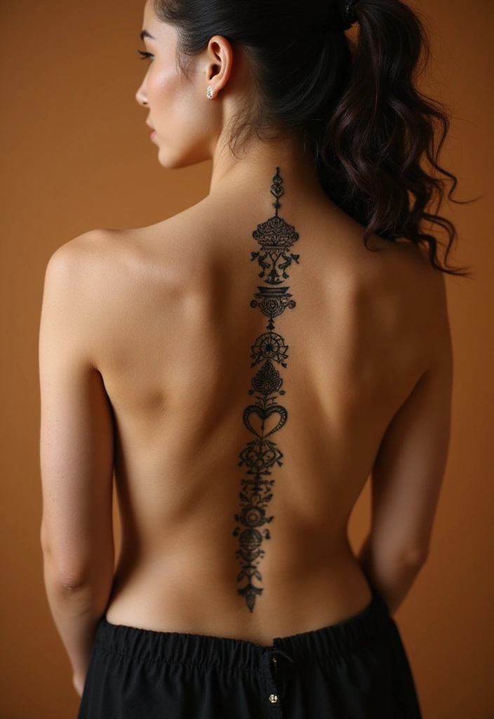 99 Stunning Spine Tattoos for Women to Inspire Your Next Ink - 8. Cultural Symbols