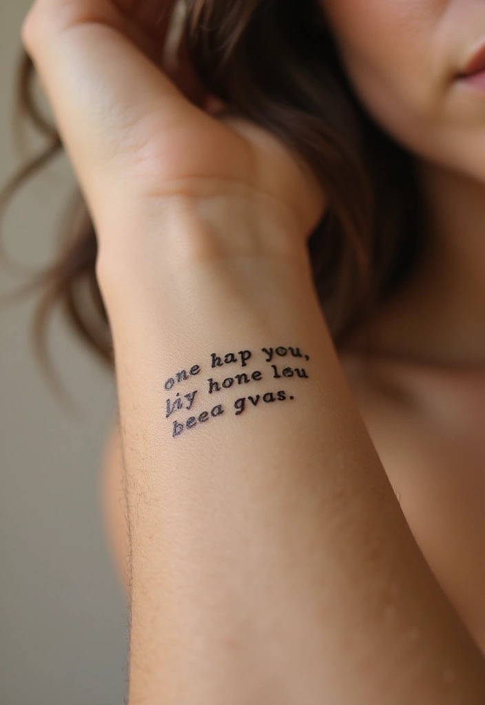30 Tattoos for Women That Are Stylish and Meaningful 8 30 Tattoos for Women That Are Stylish and Meaningful - 8. Minimalist Quote