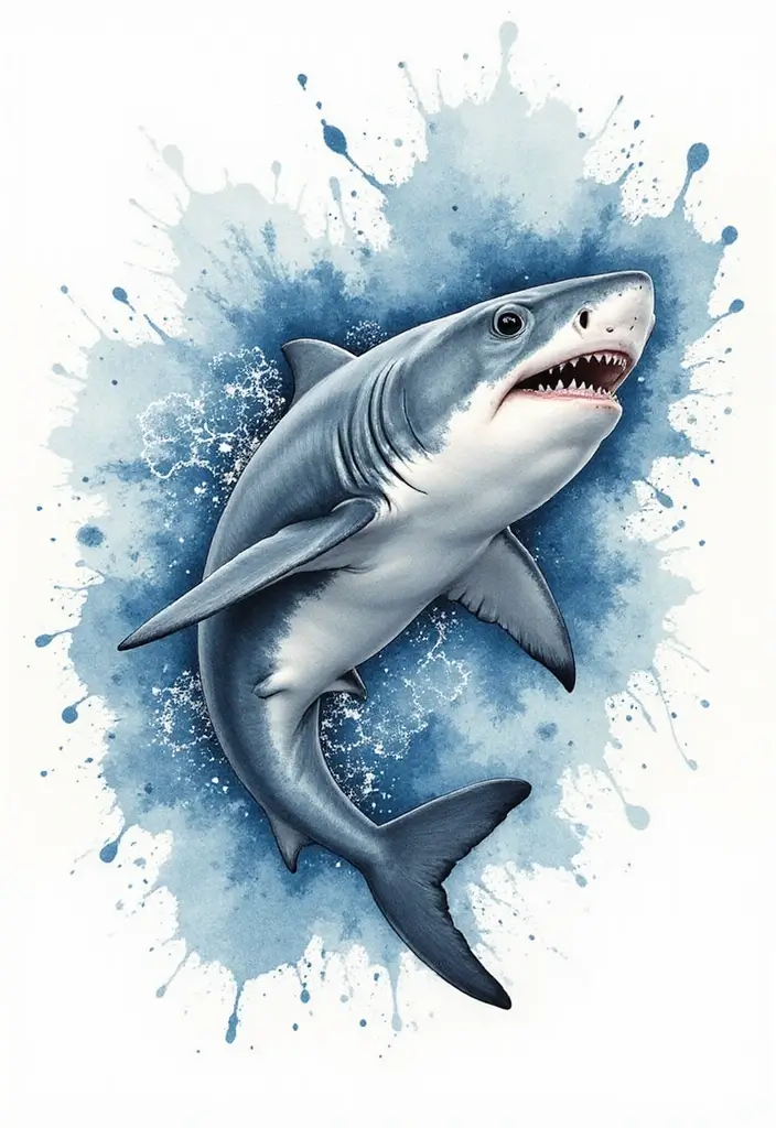 30 Water Tattoo Designs with Flowing Creativity 8 30 Water Tattoo Designs with Flowing Creativity - 8. Fierce Sharks