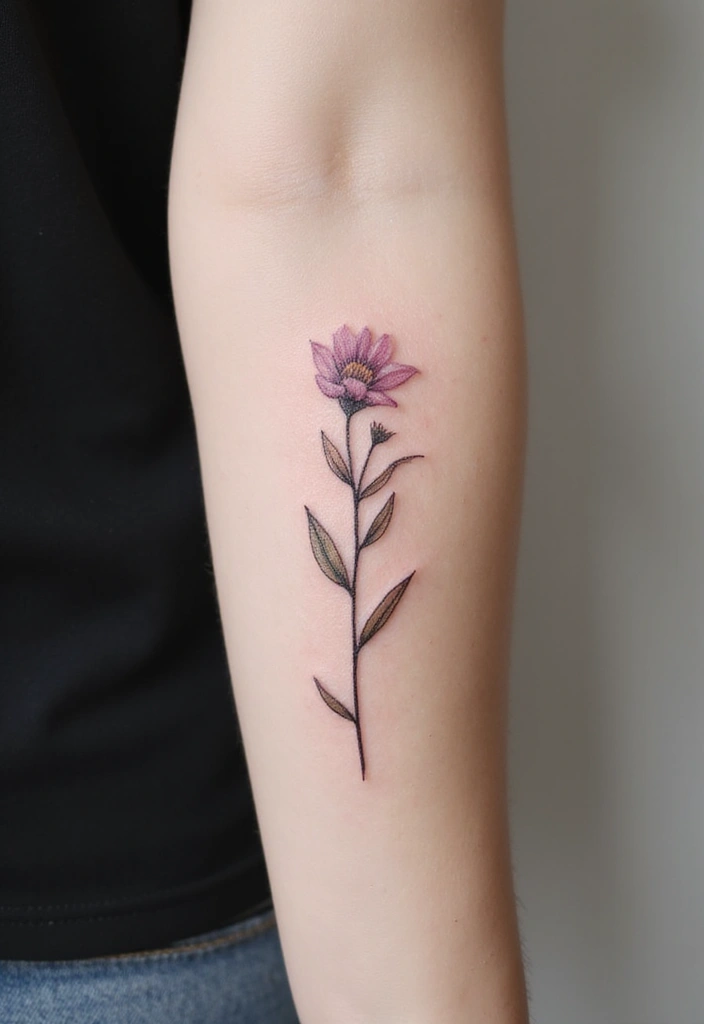 50 Wildflower Tattoo Ideas with Simple and Beautiful Designs 8 50 Wildflower Tattoo Ideas with Simple and Beautiful Designs - 8. Single Stem Wildflower