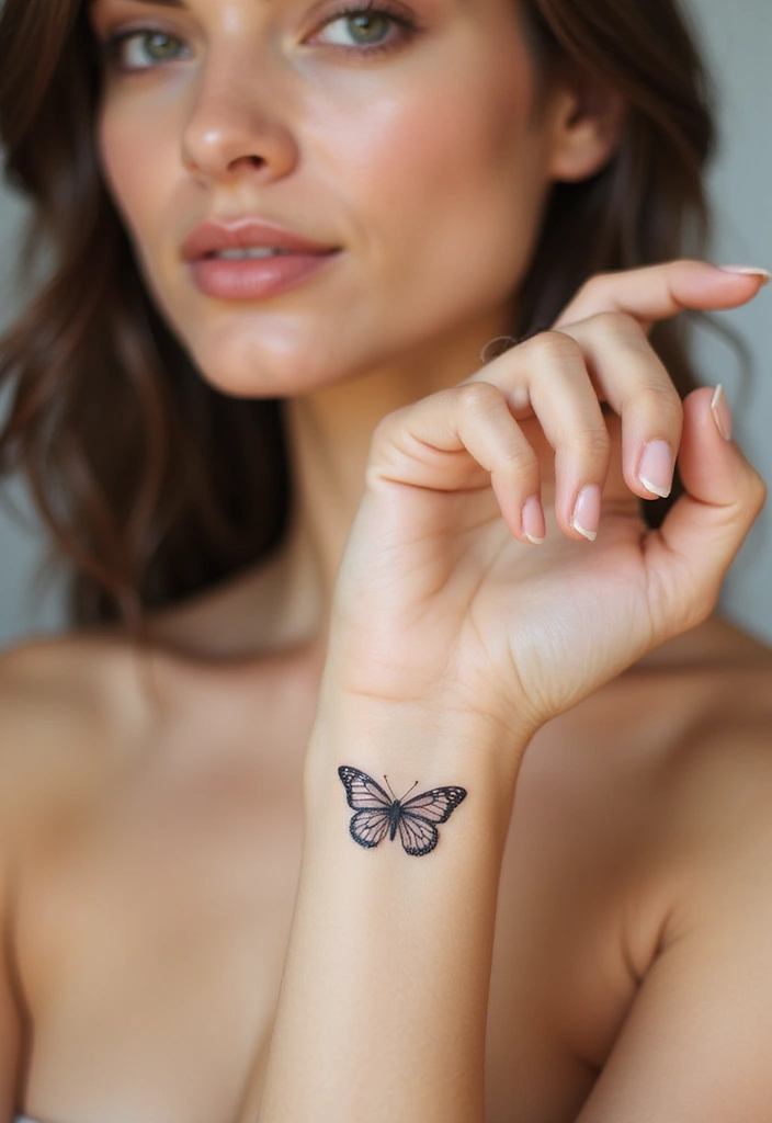 30 Wrist Tattoo Ideas for Women That Are Subtle and Stunning 8 30 Wrist Tattoo Ideas for Women That Are Subtle and Stunning - 8. Minimalist Butterfly