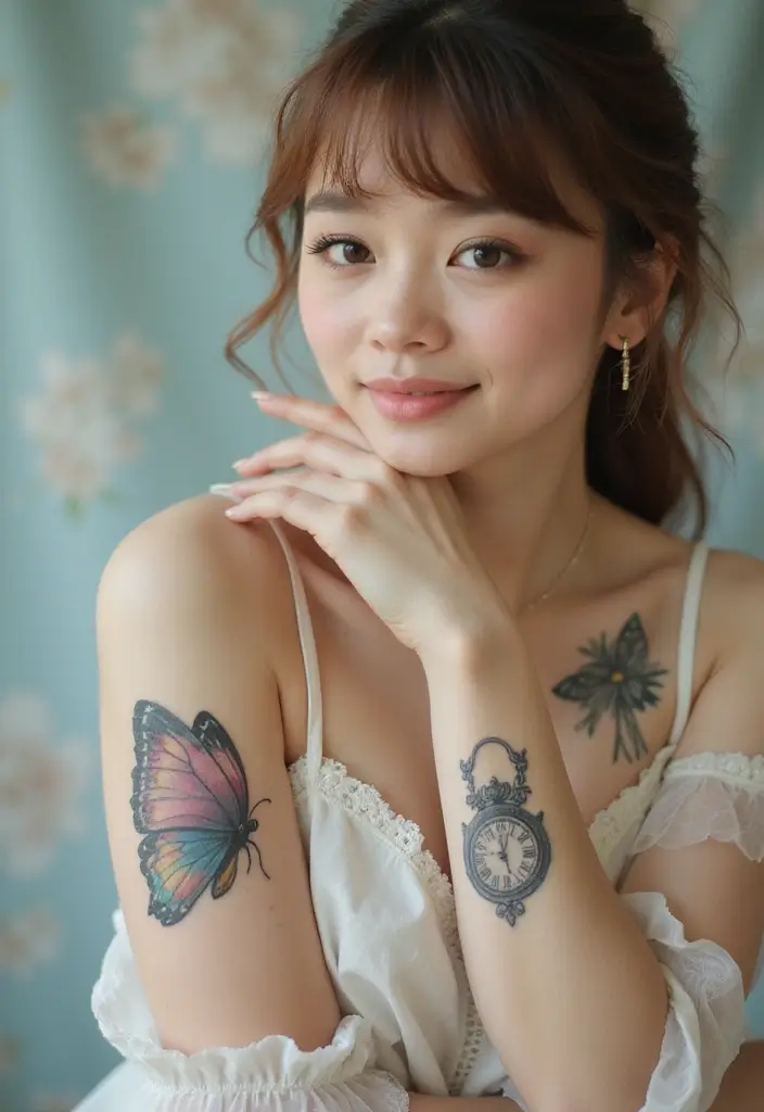 50 Beautiful Butterfly Hand Tattoos for Women: Creative Designs to Inspire Your Next Body Art 38 50 Beautiful Butterfly Hand Tattoos for Women: Creative Designs to Inspire Your Next Body Art - 38. Butterfly with a Clock