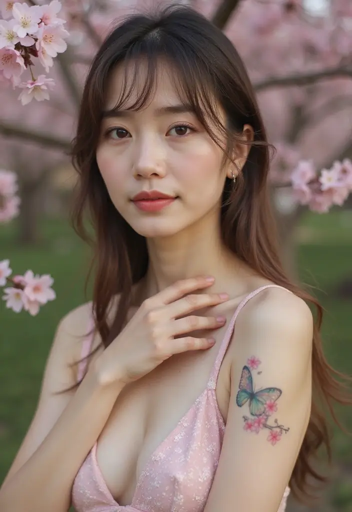 50 Beautiful Butterfly Hand Tattoos for Women: Creative Designs to Inspire Your Next Body Art 45 50 Beautiful Butterfly Hand Tattoos for Women: Creative Designs to Inspire Your Next Body Art - 45. Butterfly and Cherry Blossom