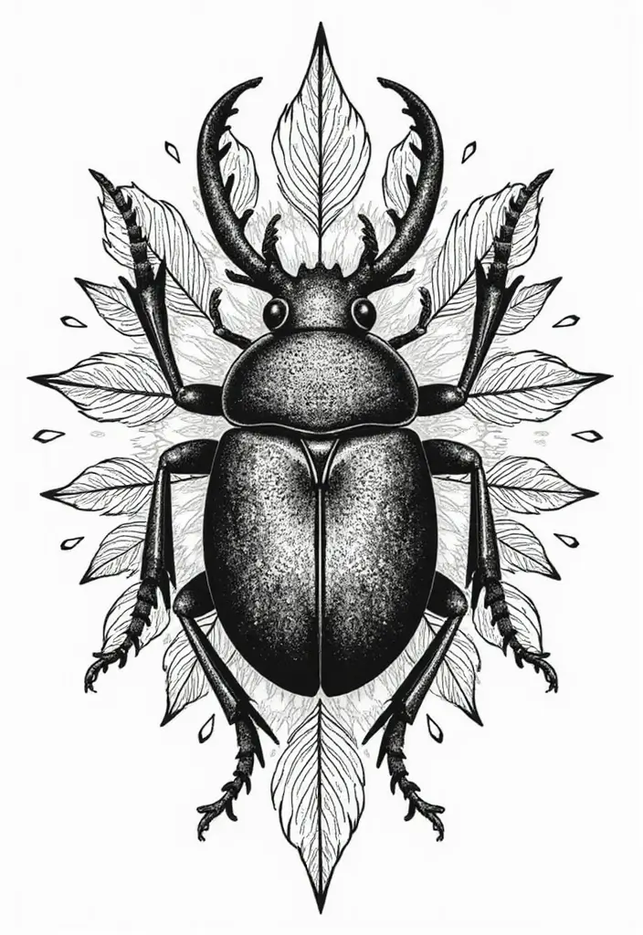 50 Bug Pin Tattoo Designs That Are Unique and Creative - 9. Beetle Mandala Fusion