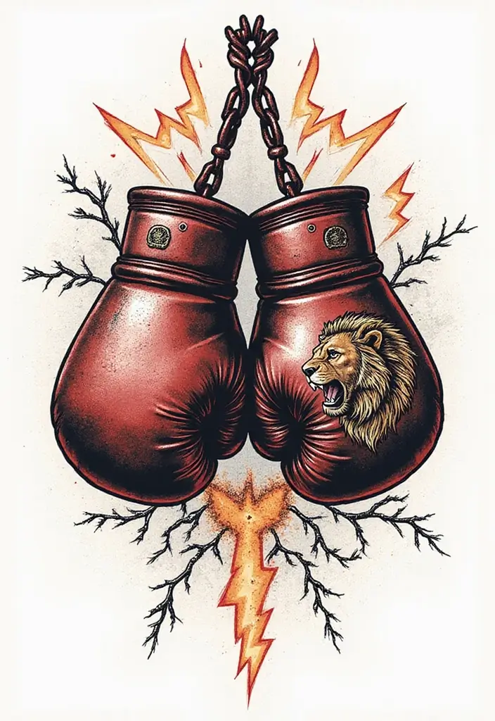 50 Boxing Gloves Tattoo Designs That Embody Strength and Courage! 9 50 Boxing Gloves Tattoo Designs That Embody Strength and Courage! - 9. Symbolic Elements