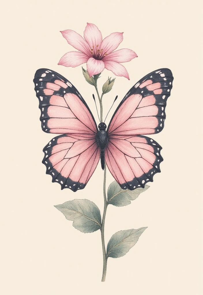 50 Half Butterfly Half Flower Tattoo Designs and Inspirations - 9. Soft Pastel Color Blooms