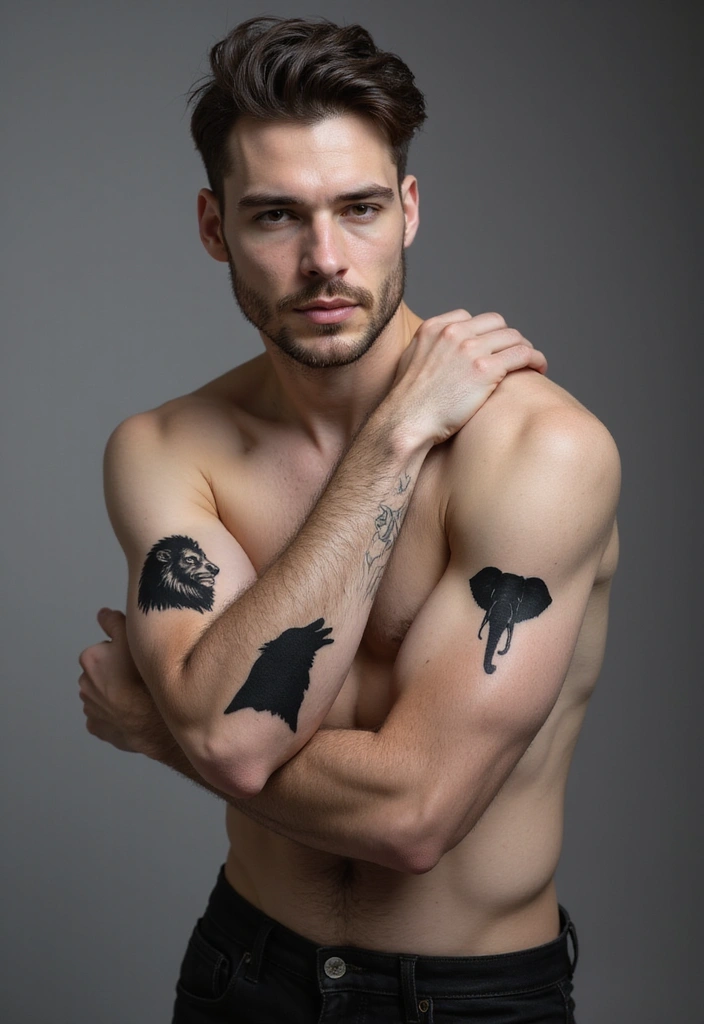 30 Head Tattoos for Men with Unique and Creative Styles 9 30 Head Tattoos for Men with Unique and Creative Styles - 9. Animal Silhouettes