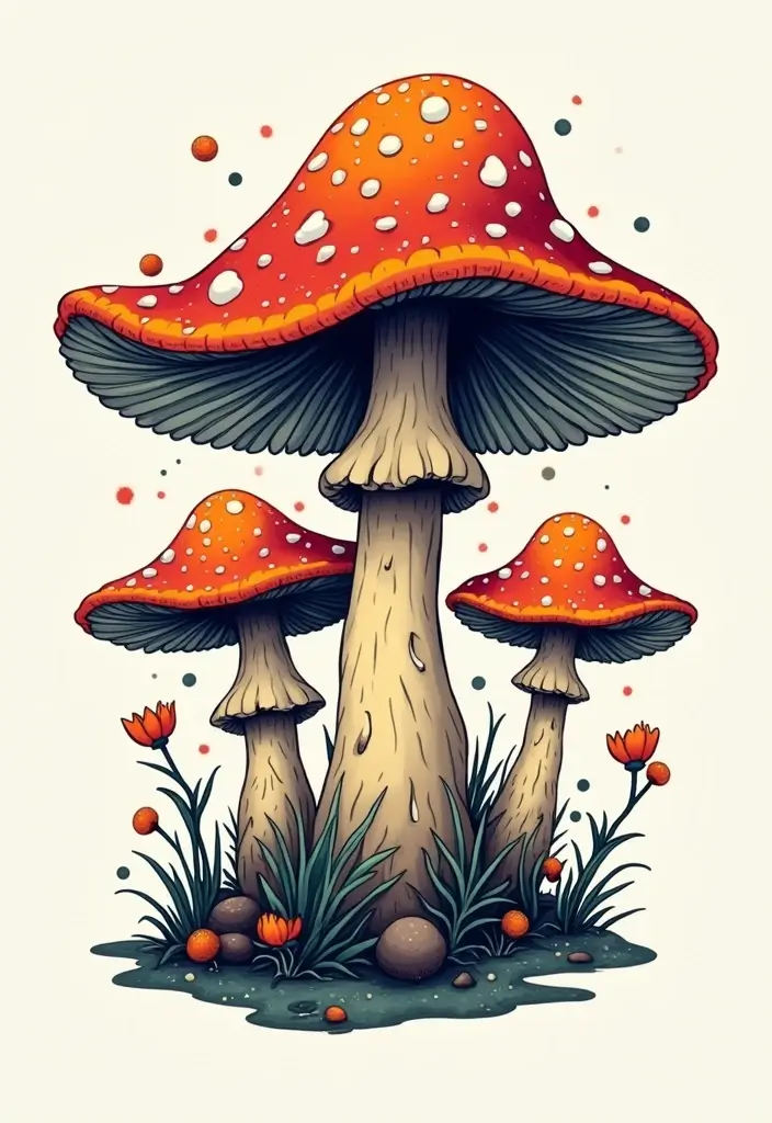 50 Unique Mushroom Tattoo Ideas That'll Leave You Inspired and Curious About Their Symbolism! 9 50 Unique Mushroom Tattoo Ideas That'll Leave You Inspired and Curious About Their Symbolism! - 9. Abstract Mushroom Art