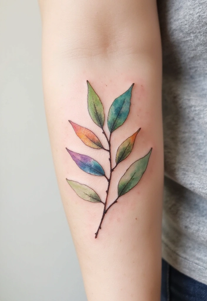 30 Olive Branch Tattoo Meaning and Design Inspirations - 9. Watercolor Olive Branch
