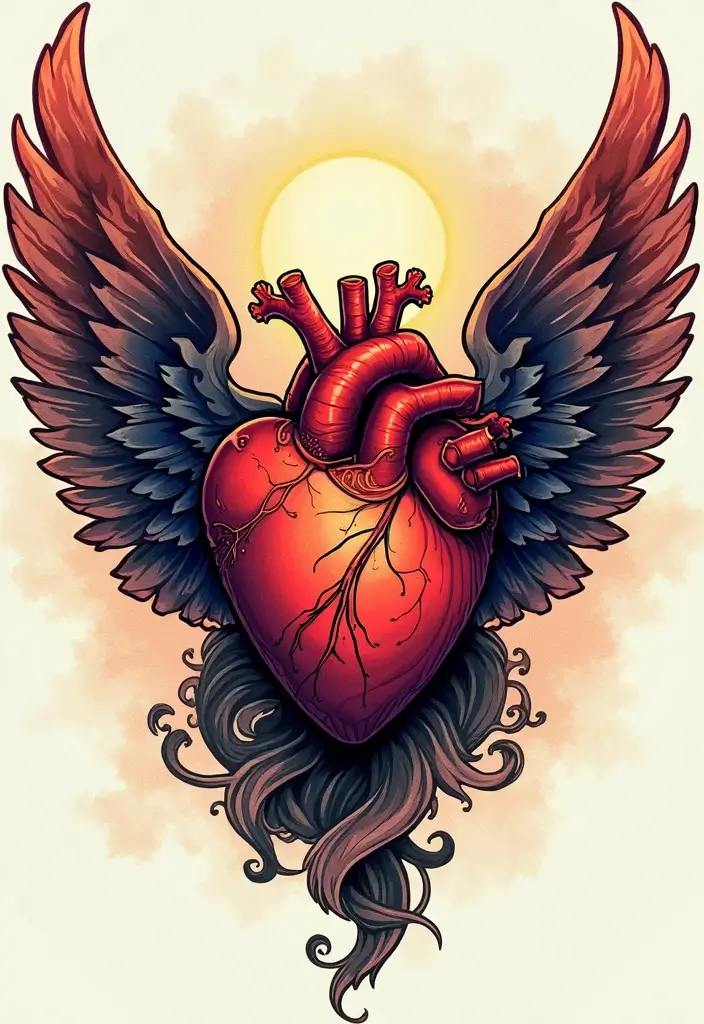 30 Sacred Heart Tattoo Ideas with Spiritual Symbolism 9 30 Sacred Heart Tattoo Ideas with Spiritual Symbolism - 9. Sacred Heart with Wings