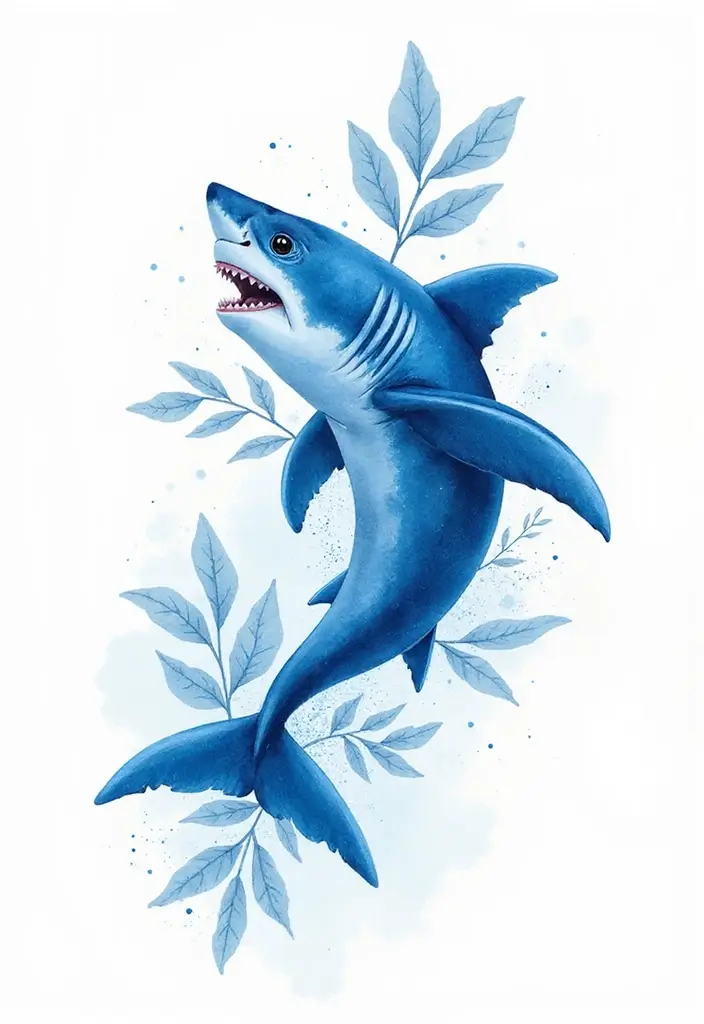 30 Shark Tattoo Designs and Their Powerful Symbolism 9 30 Shark Tattoo Designs and Their Powerful Symbolism - 9. The Artistic Blue Shark