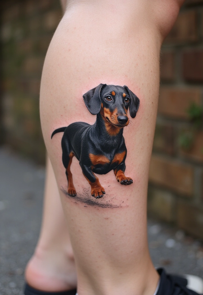 50 Small Wiener Dog Tattoos with Cute and Minimalist Designs - 9. Minimalist Running Dog