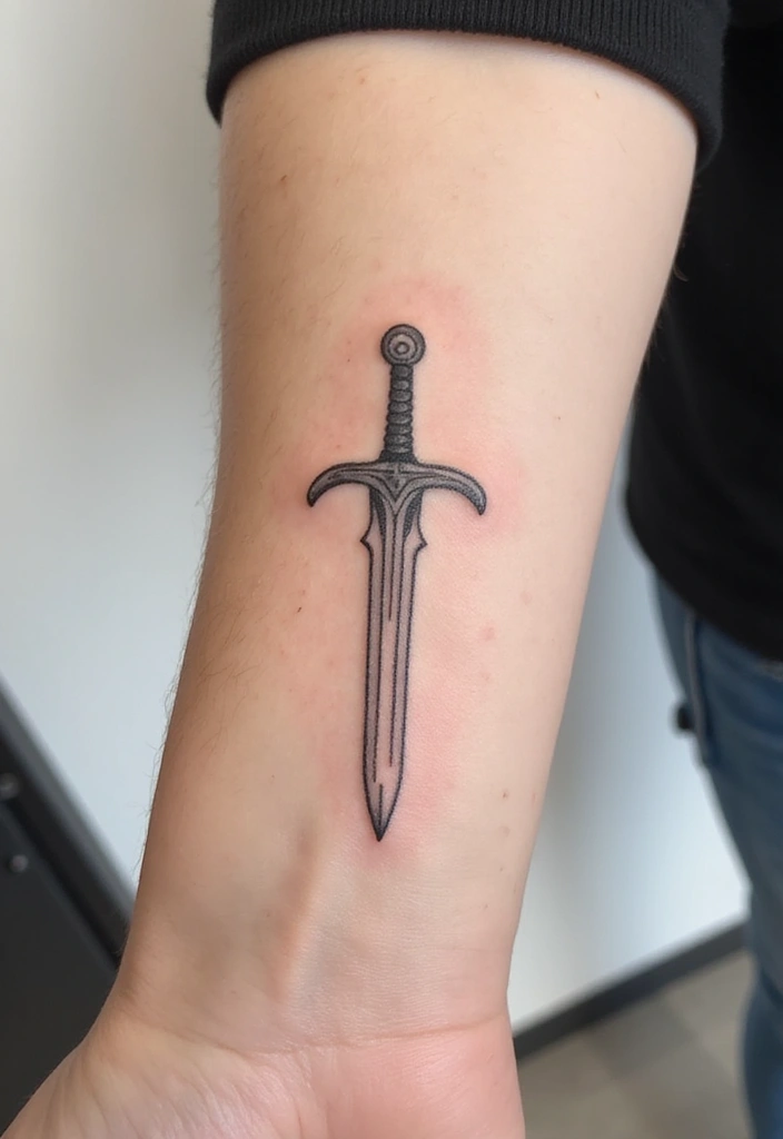 50 Sword Tattoo Designs and Symbolism to Inspire Your Next Ink 9 50 Sword Tattoo Designs and Symbolism to Inspire Your Next Ink - 9. Minimalist Sword