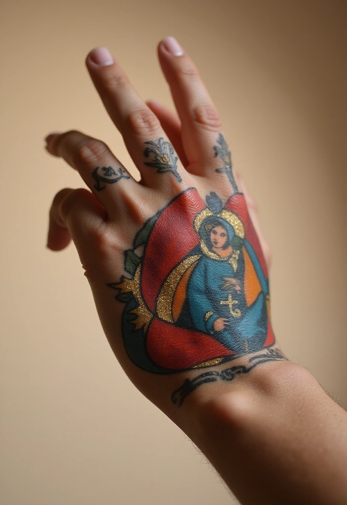 50 Virgin Mary Hand Tattoos with Spiritual and Artistic Designs - 9. Abstract Virgin Mary