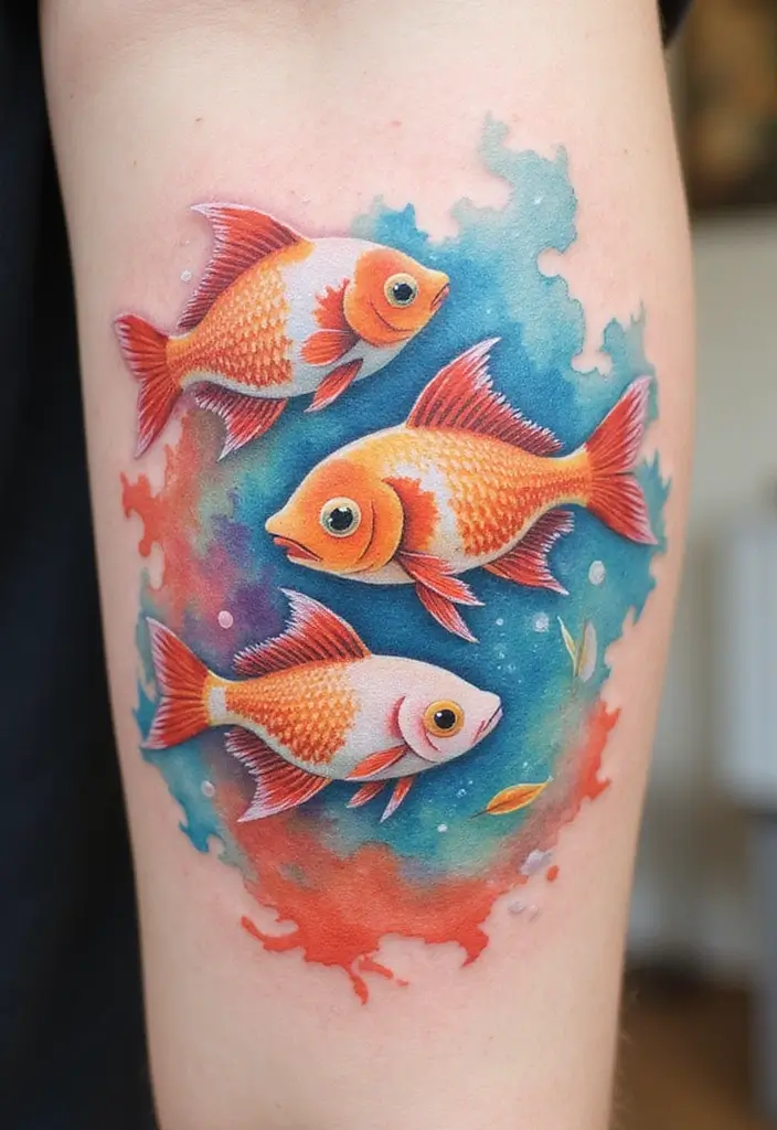 30 Water Tattoo Designs with Flowing Creativity 9 30 Water Tattoo Designs with Flowing Creativity - 9. Vibrant Tropical Fish