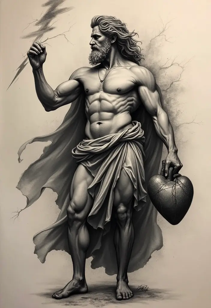 30 Zeus Tattoo Meanings and Design Inspirations - 9. The Duality of God and Man