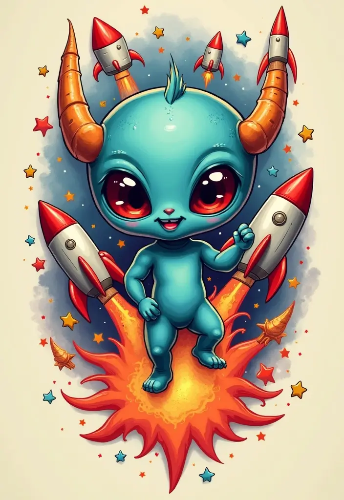 30 Alien Tattoo Meaning and Out-of-This-World Designs - 10. Whimsical Space Scenes