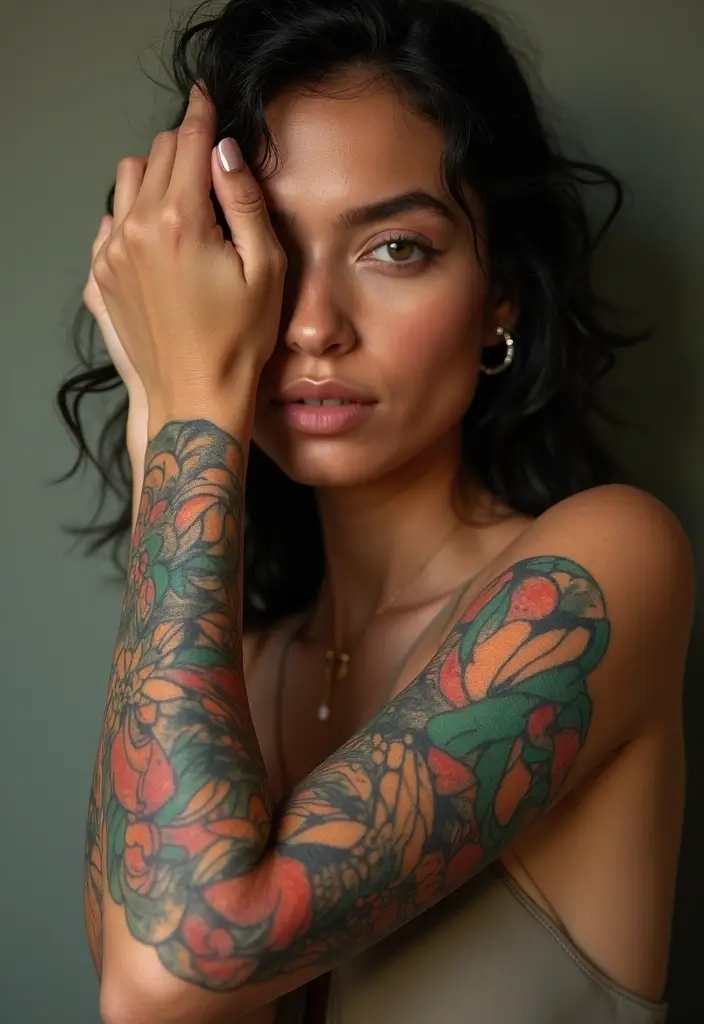 30 Arm Tattoos for Women with Stylish and Bold Looks - 10. Abstract Artistry
