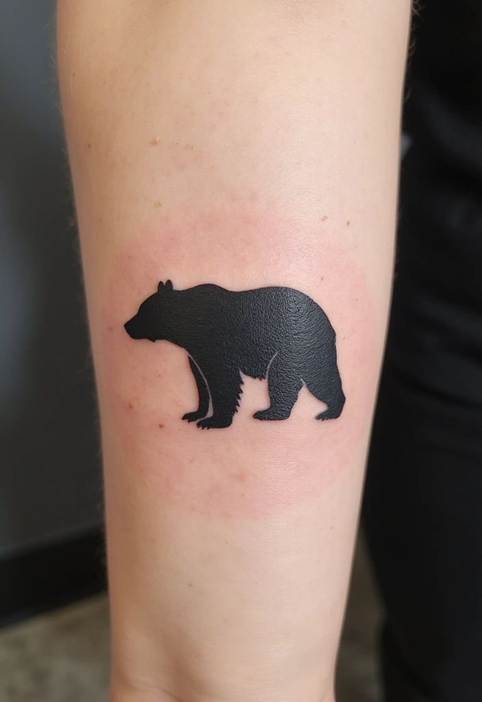 30 Bear Shoulder Tattoo Inspirations with Power and Strength - 10. Minimalist Bear Silhouette