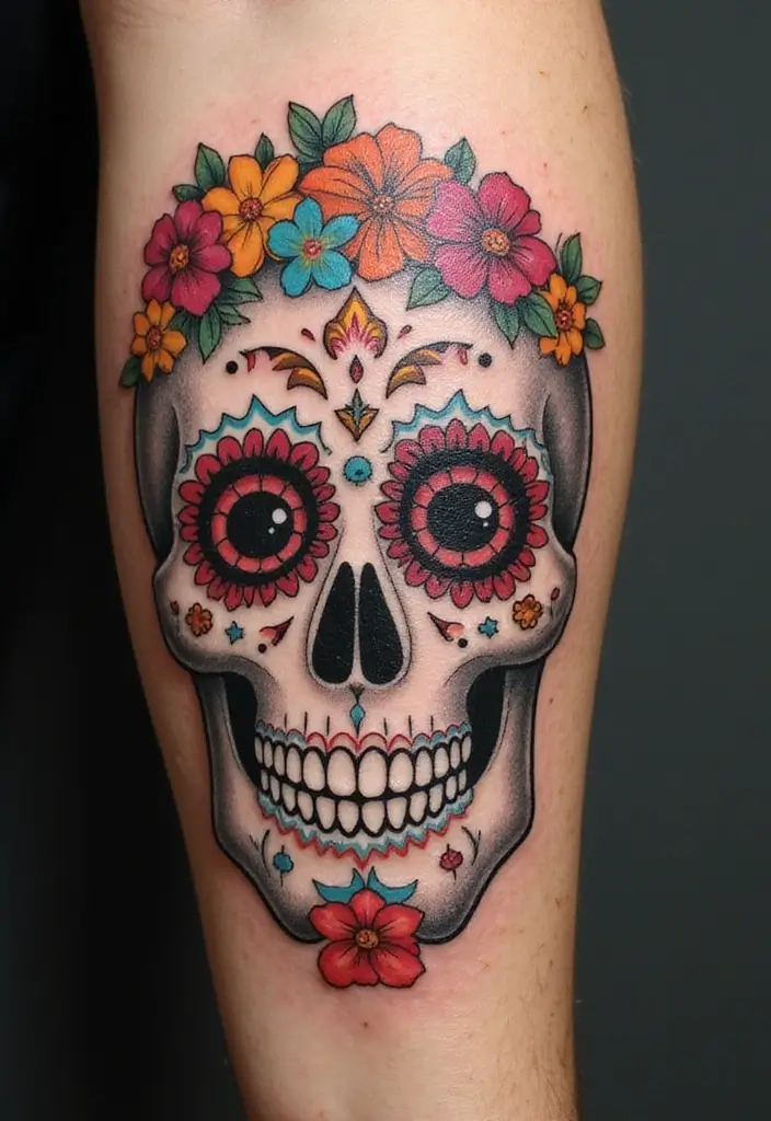 30 Candy Skull Tattoo Meaning and Creative Designs - 10. Customizing Your Candy Skull Tattoo