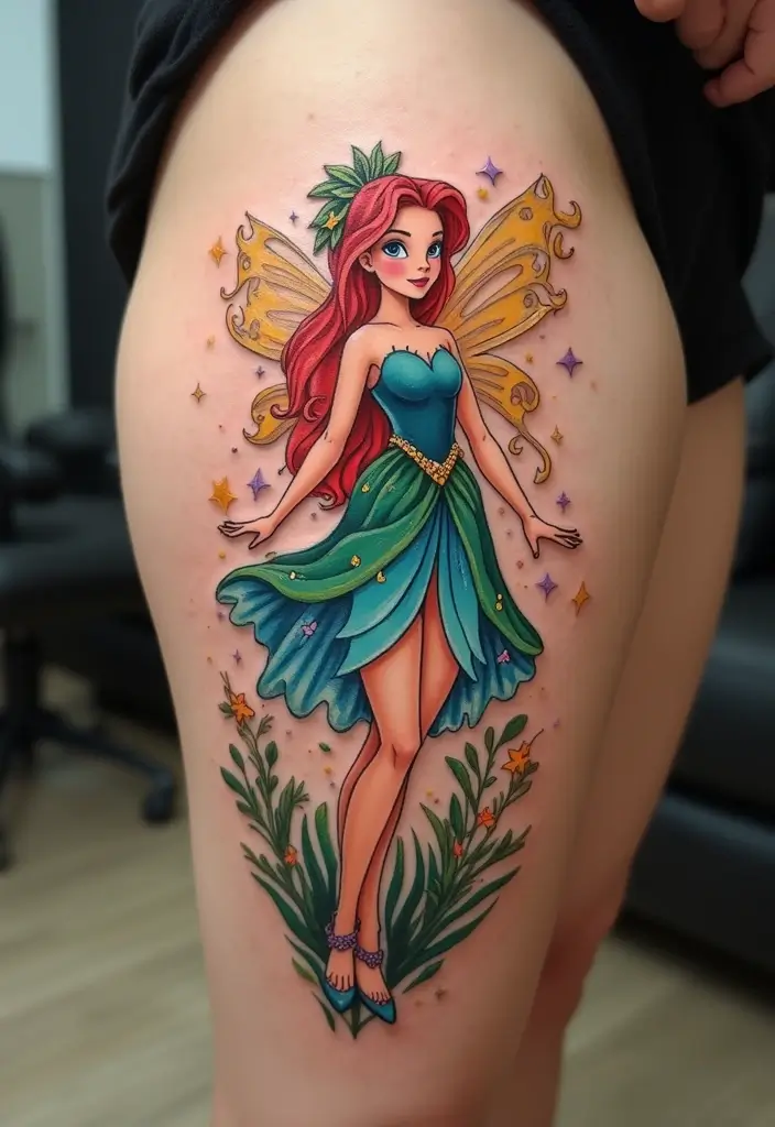 30 Cartoon Tattoo Ideas That Are Fun and Creative - 10. Whimsical Fairy Tale Characters