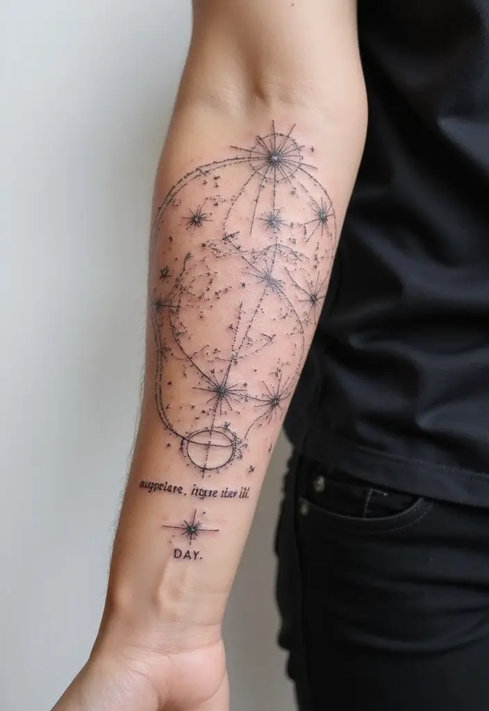 30 Celestial Star Tattoo Inspirations Full of Magic - 10. Star Map Tattoos