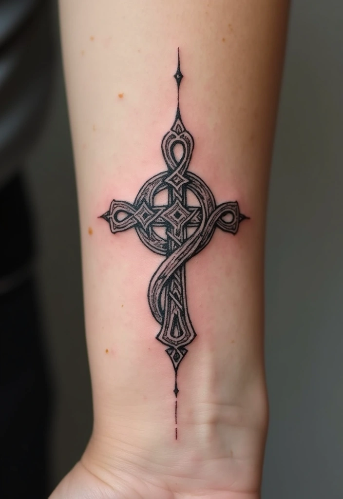 30 Celtic Cross Tattoos with Deep Spiritual Significance - 10. Celtic Cross with Infinity Symbol