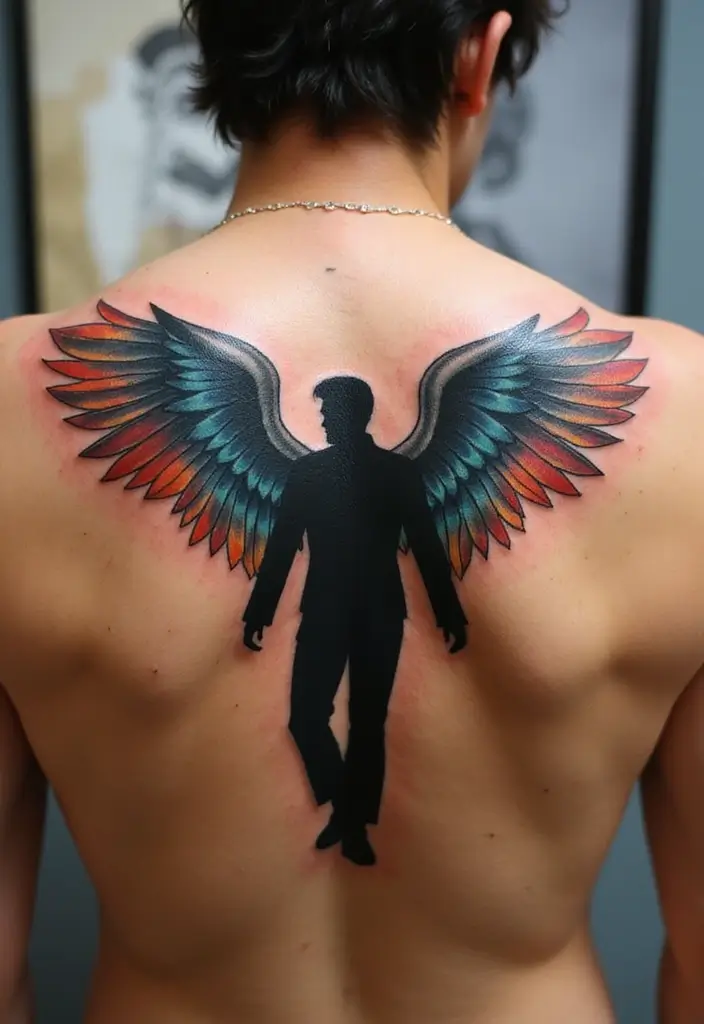 30 Elvis Silhouette Tattoo Ideas for Rock Legends - 10. Elvis with Wings
