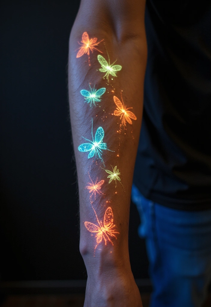 30 Firefly Tattoo Designs That Glow with Meaning - 10. Colorful Firefly Trails